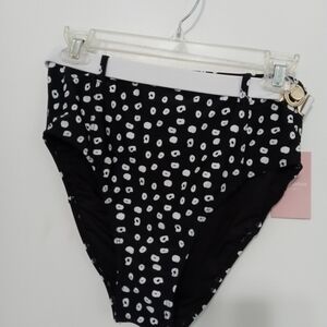 Juicy Couture Black/White Polka dot Bikini Bottom With Belt And Buckle. NWT